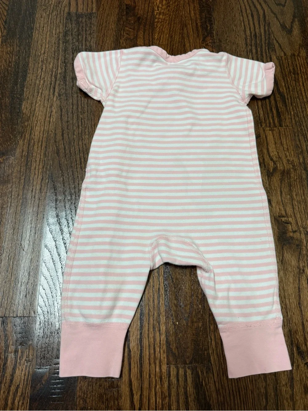 Girls Hanna Andersson Stretch Sleeper Pink White Stripes 12/18 Months